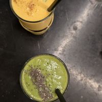 Mango lassy, green smoothie at Gostilna Vida in Ljubljana