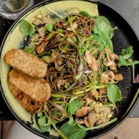 vegan soba noodles tempeh at Gostilna Vida in Ljubljana