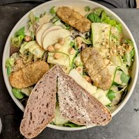 salad with tempeh (ask no dressing, since honey is in it) at Gostilna Vida in Ljubljana