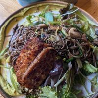 Soba noodle stir fry with tempeh at Gostilna Vida in Ljubljana