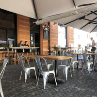 large outdoor seating area  at Pop's Place Pizza in Ljubljana