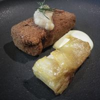 Chicken and potato mille feuille  at Sow Vegan in Kowloon