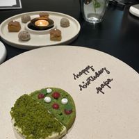 Fig pistachio ice cream, pistachio cake at Sow Vegan in Kowloon