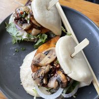 mushroom & sweet potato baos (deeeelicious) #Veganuary at Zero Fox in Teneriffe