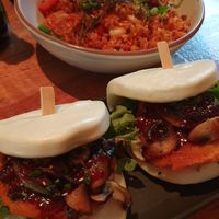 Vegan bao buns and kimchi fried rice at Zero Fox in Teneriffe