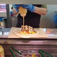 Making my wrap at The Falafel Stall in Swansea