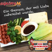 All the ingredients that you can get with the cigkoftem. at Cigköftem in Dornbirn