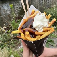 XXL Fries with curry ketchup an vegan mayo  at Heertje Friet in Amsterdam