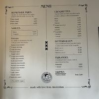 Menu   at Heertje Friet in Amsterdam