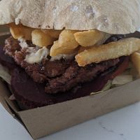 Vegan beyond with chips at Crispy's Burgers in Joondalup