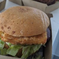 Vegan cheeseburger (fried cheese patty) at Crispy's Burgers in Joondalup