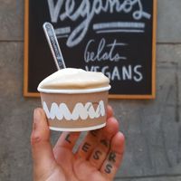 Small terrine: horchata and salted caramel with peanut  at AMMA Gelato in Barcelona