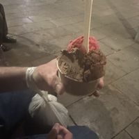 Chocolate - olive oil and salt, frambois, and chocolate hazelnut   at AMMA Gelato in Barcelona