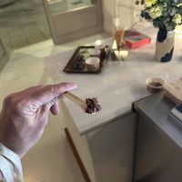 Taste testing  at AMMA Gelato in Barcelona