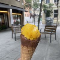 Mango and chocolate with olive oil and salt   at AMMA Gelato in Barcelona