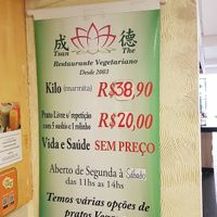 Prices January 2019 at Tsan The Restaurante Natural in Florianopolis