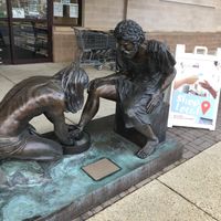 Sculpture in front of the store   at Potomac Adventist Book and Health Food Store in Silver Spring
