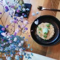 Sticky lime rice met bavarois van pandan😍 at Maggie Blue in Alphen Aan Den Rijn
