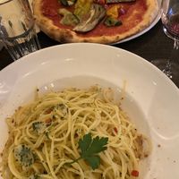 Spaghetti alio e olio, Pizza Verdure at Al Piazza in Ascona