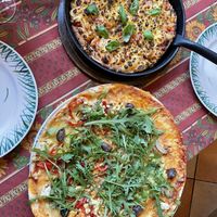 Vegetariana and Sole vegetale pizzas   at Steffani in Parnu