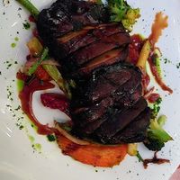 Portobello steak over veggies, a whole food entree. Forgive bad photo! at The Peanut Bar Restaurant in Reading