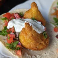 Tacos de coliflor con crema vegana! 😋 at La Cocina del Zorro in Tijuana