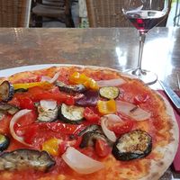 Vegan vegetable pizza at La Baita in Garmisch-partenkirchen