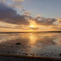 The view outside just before sunset at Havenpaviljoen Wad Anderz in Schiermonnikoog