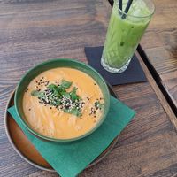 ice matcha was tasty, matchy and icy!😄tom yam was tomyammy and bit spicy, just the right amount! 🔥 at The Botanist in Warsaw