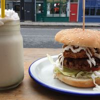Milkshake and burger at Vx in North London