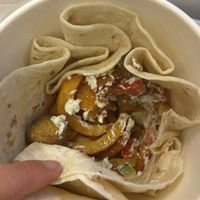 Blue Cheese Taco Bowl with Curly Fries & Popcorn Seitan [£6.00] at Vx in North London