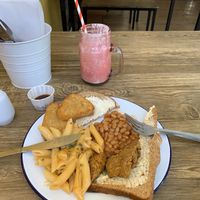 All day breakfast with biscoff shake   at Vx in North London