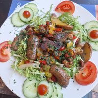 Salad vegan with potatoes at A l'Ange Gardien in Florenville