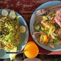 Fried Vegetables and Burmese Salad #Veganuary at Two Sisters in Pai