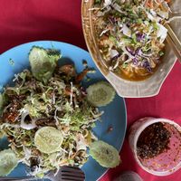 Burmese Tea Leave Salad and Shan Noodles   at Two Sisters in Pai
