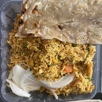 Veggie Biryani + garlic naan  at Taste of India in Rockaway Beach