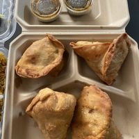 Samosa (didn’t get any mint chutney for some reason) and this is two orders.  at Taste of India in Rockaway Beach