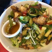 Stir fried tofu noodle bowl vegan v8 at Chopstix in Seaside
