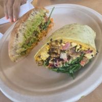 Half of the burrito and half of the sandwich. at Fresca Vida in Clearwater