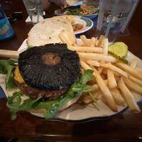 beyond burger with portabella mushroom, lemony arugula, vegan cheese and i asked for no peppers at D'Arcy's Tavern in Bradley Beach