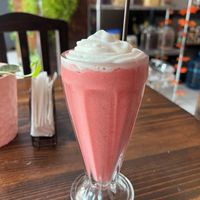 Strawberry milkshake. at Sol de Maple in Cozumel