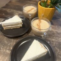 Vanilla cake and their amazing peanut butter coffee!   at Sol de Maple in Cozumel