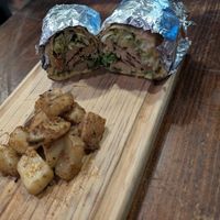 Burrito with potatoes at Sol de Maple in Cozumel