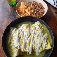 Enchiladas verdes at Sol de Maple in Cozumel