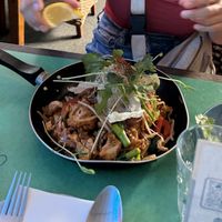 Served in a pan?!  at Monkey Punch in Noosa Heads