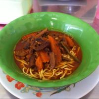 Curry noodles (delicious!) at Vegetarian Food in Phnom Penh