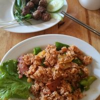 Pineapple Fried Rice and Konjac Balls. at Vegetarian Food in Phnom Penh