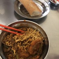 Curry noodles (5000) and bread (1000)  at Vegetarian Food in Phnom Penh