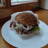 Pastrami Burger with vegan Greek cheese! at Krowarzywa - Monte Cassino in Szczecin