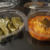 Vine leaves and moussaka at Les Délices du Liban in Montpellier